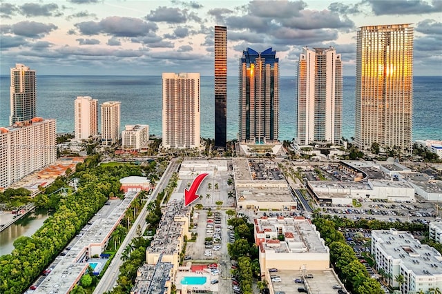 property's view of city with a water view