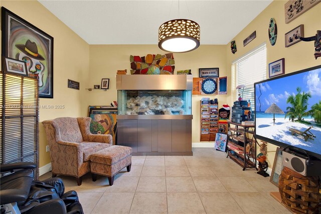 interior space featuring light tile patterned flooring