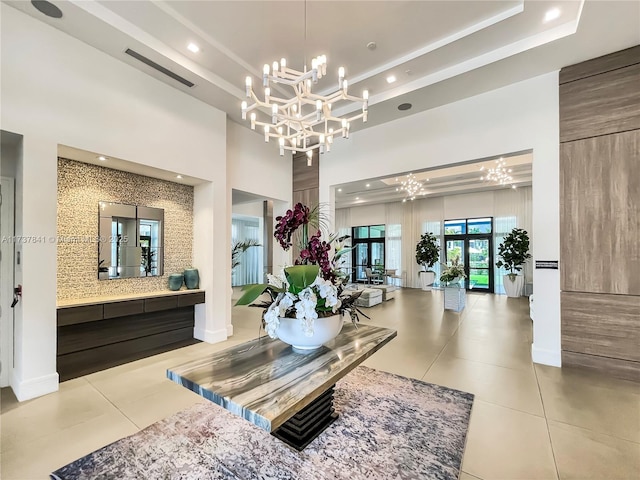 4745 NW 84th Ct Unit 15, Doral, FL 33166 - interior space featuring visible vents, a chandelier, and tile patterned flooring