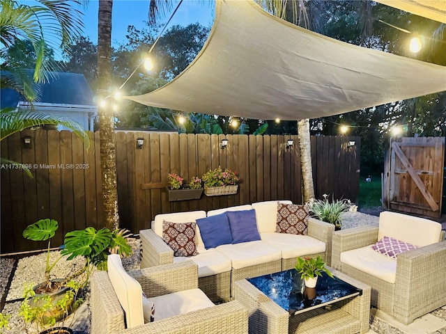 view of patio with an outdoor living space