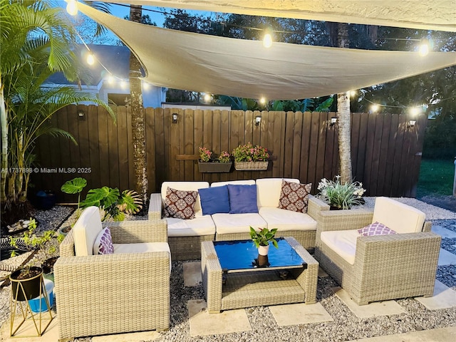 view of patio featuring an outdoor living space