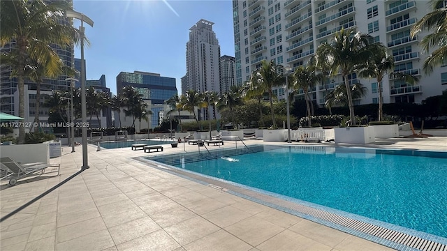 view of pool featuring a patio area