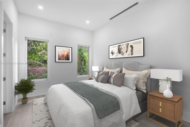 bedroom featuring light hardwood / wood-style floors