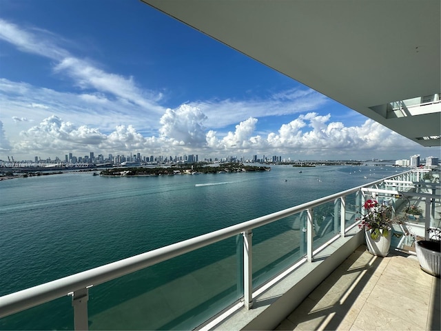 balcony with a water view