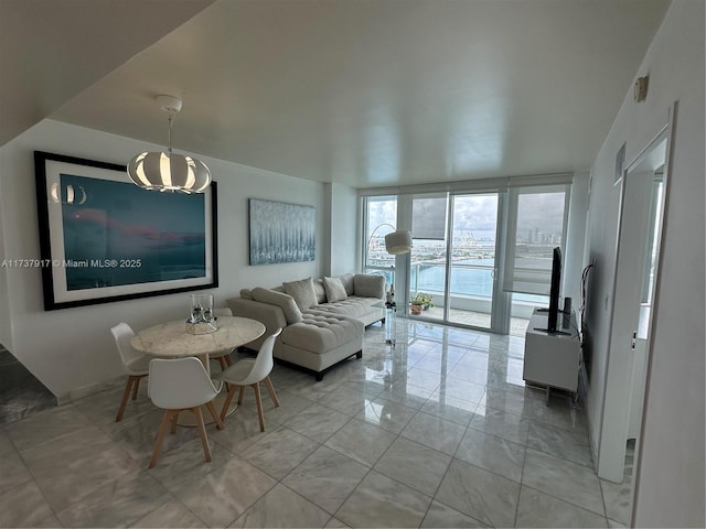 living room featuring expansive windows