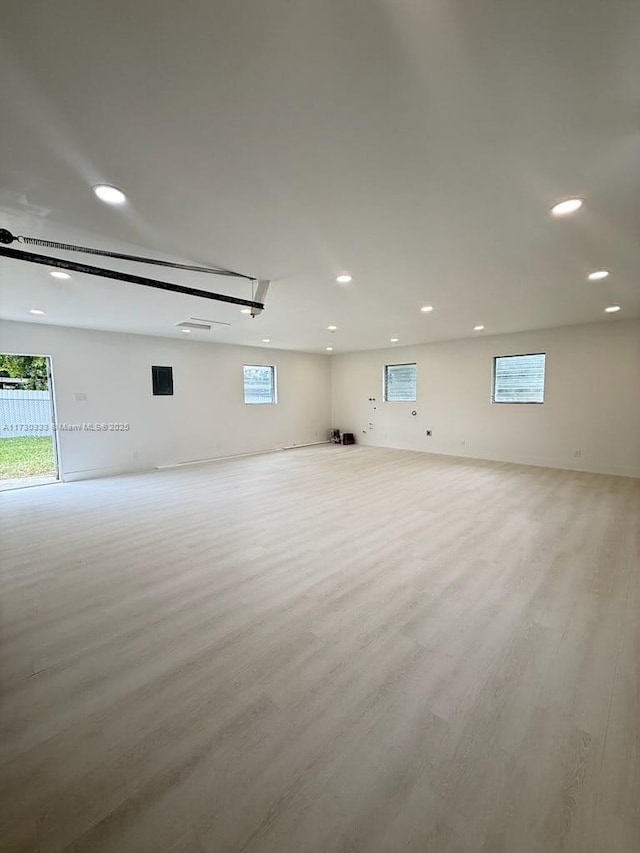 garage featuring recessed lighting