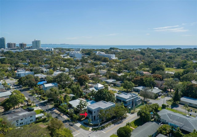 bird's eye view with a city view