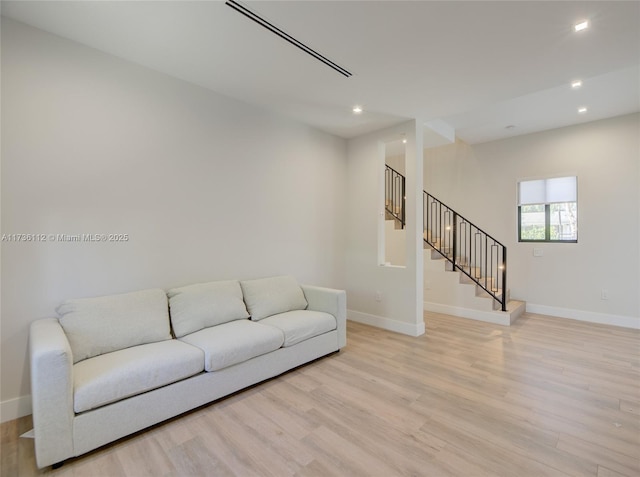 living room with light wood-type flooring