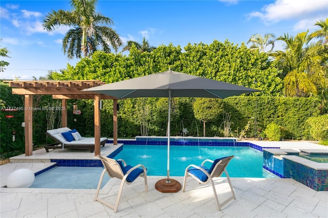 1251 Kane Concourse, Bay Harbor Islands, FL 33154 - view of pool with a patio area, a pergola, and a pool with connected hot tub
