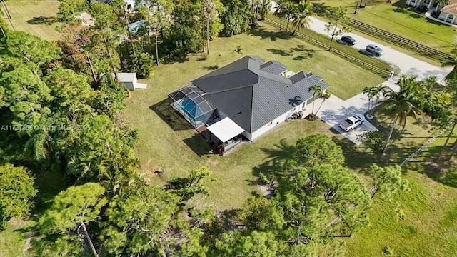 aerial view with a rural view