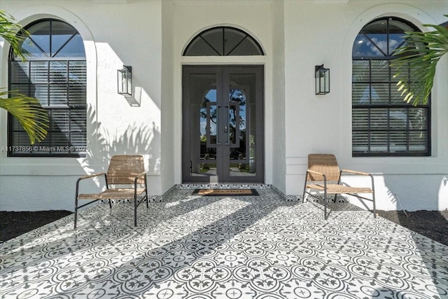 doorway to property with french doors