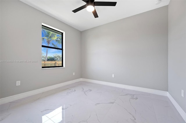 spare room featuring ceiling fan