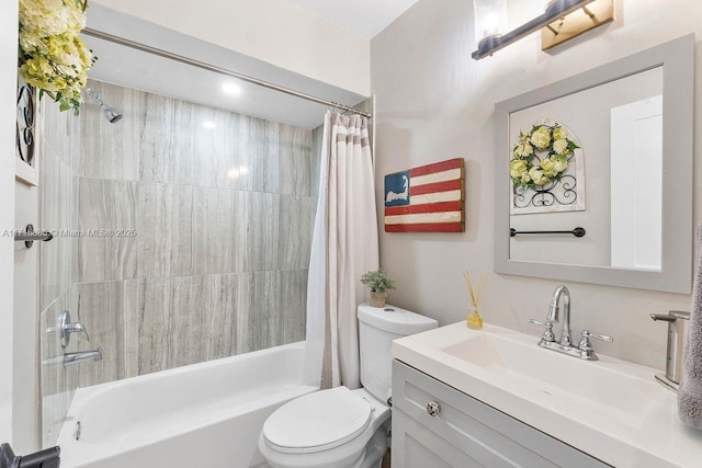 full bathroom featuring vanity, toilet, and shower / bath combo