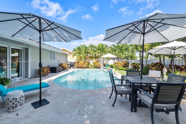 view of pool featuring a patio