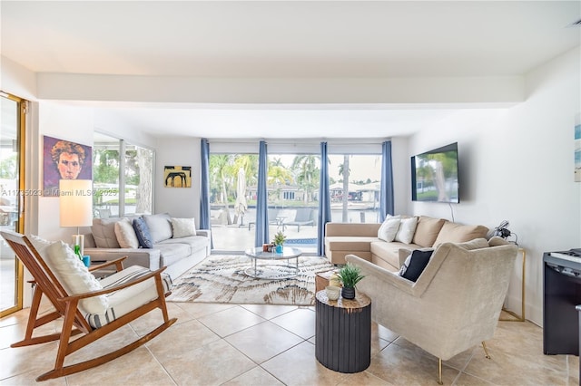 view of tiled living room