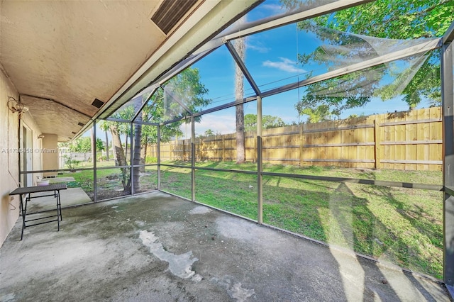 view of unfurnished sunroom