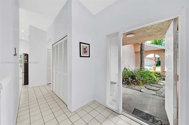 interior space featuring light tile patterned floors