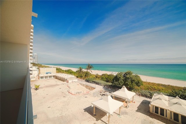 property view of water with a beach view