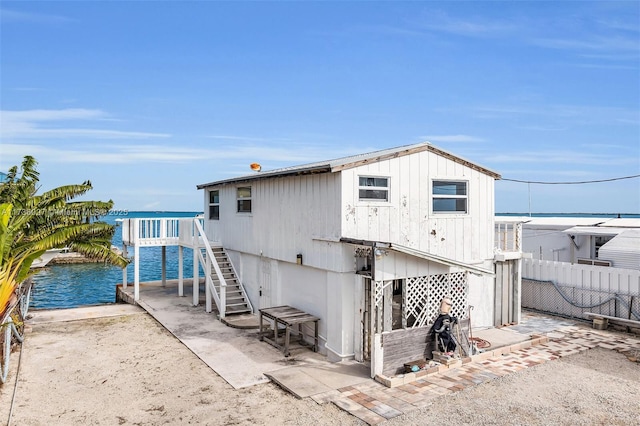 exterior space featuring a water view