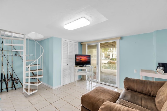 view of tiled living room