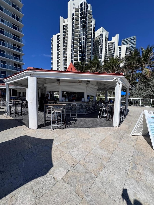 view of patio / terrace featuring a bar