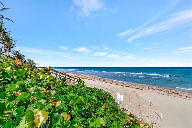 property view of water featuring a view of the beach