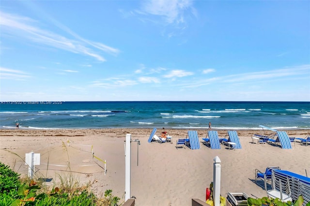 view of water feature featuring a view of the beach