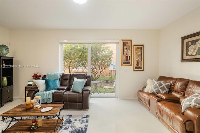 view of tiled living room