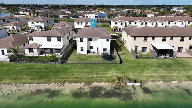 birds eye view of property with a residential view