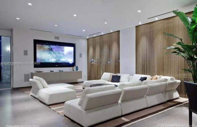 view of tiled home theater