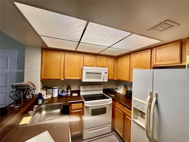 kitchen with sink and white appliances