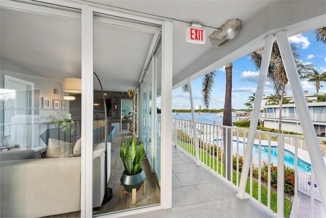 balcony with a water view