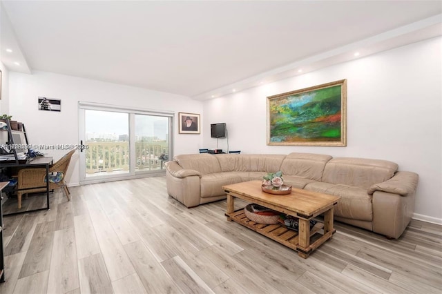 living room featuring light wood-type flooring