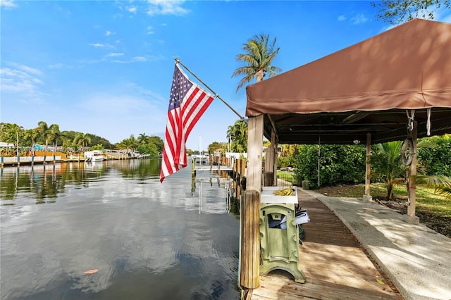 view of dock featuring a water view