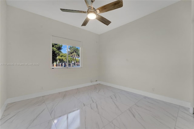 spare room featuring ceiling fan