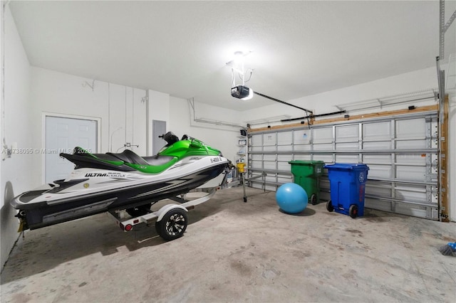 garage with a garage door opener