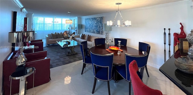 dining room featuring an inviting chandelier and ornamental molding