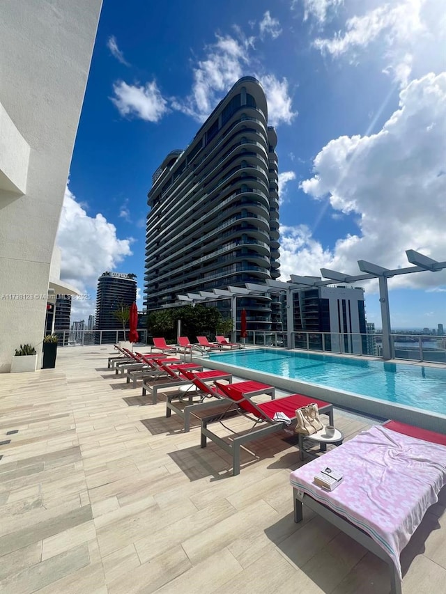 view of pool featuring a patio area