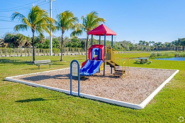 view of playground featuring a yard