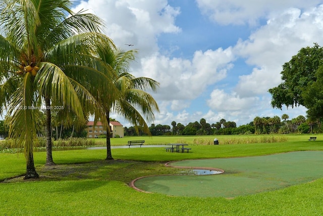 view of community featuring a lawn