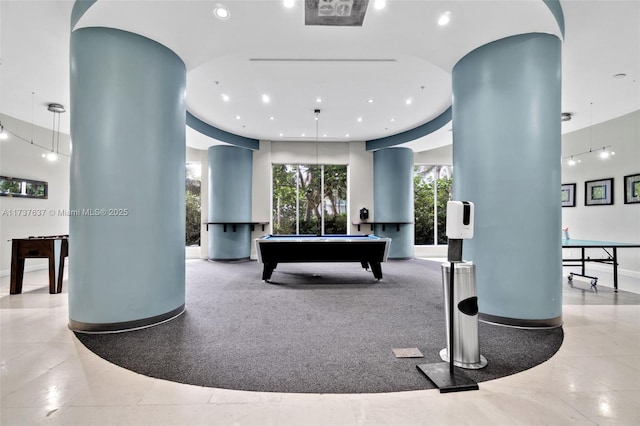 recreation room with pool table