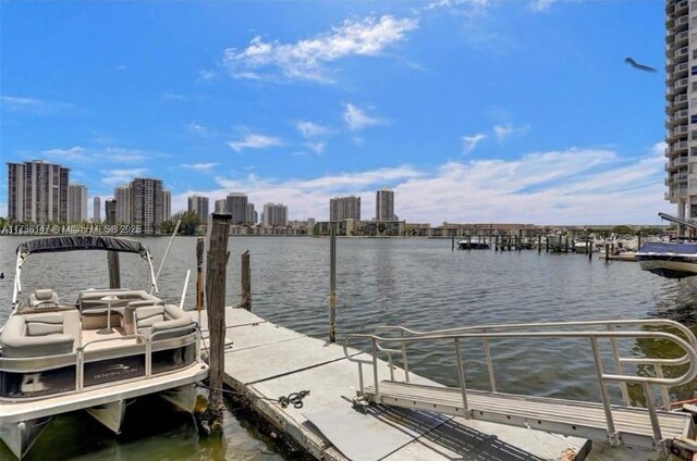 view of dock featuring a water view