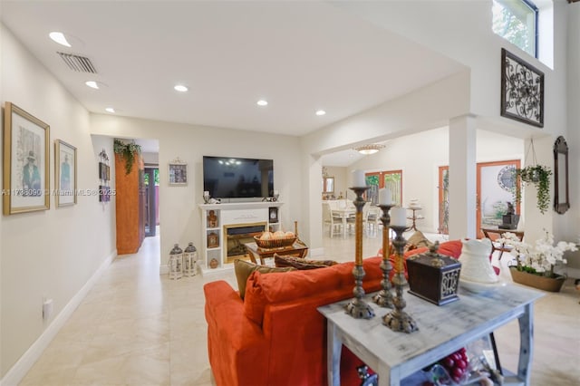 view of tiled living room