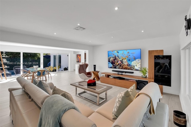 living room featuring light hardwood / wood-style floors