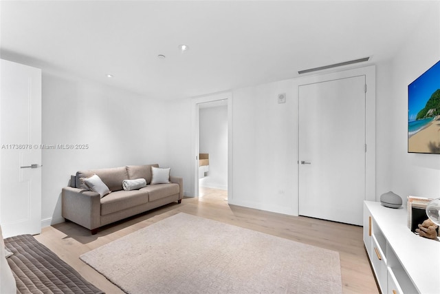 living room with light wood-type flooring