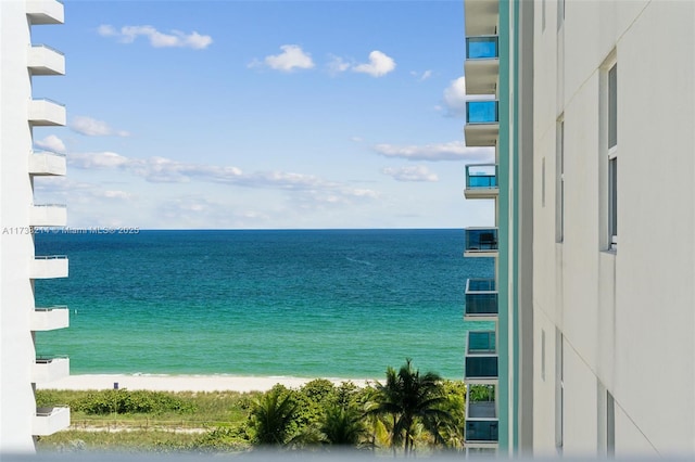 property view of water featuring a view of the beach