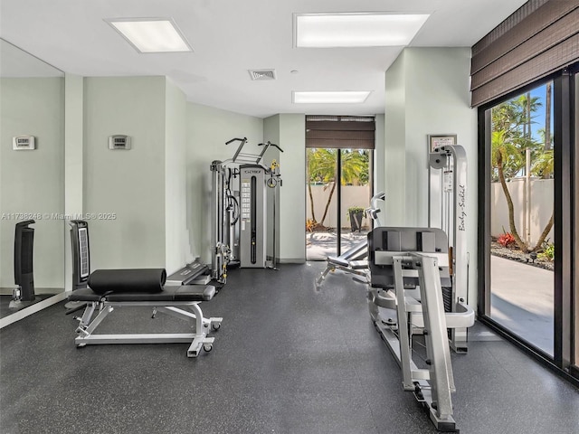 exercise room with visible vents