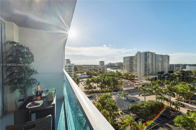 balcony with a view of city