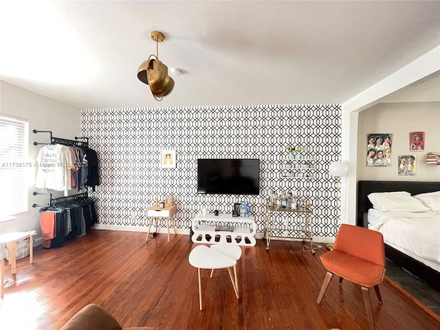 living room with hardwood / wood-style floors