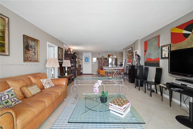 view of tiled living room